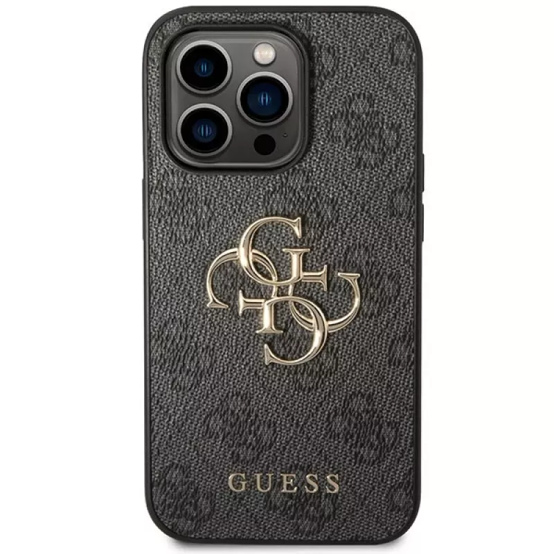 Guess GUHCP15L4GMGGR Funda rígida para iPhone 15 Pro 6,1 inch - Gris 4G Big Metal Logo