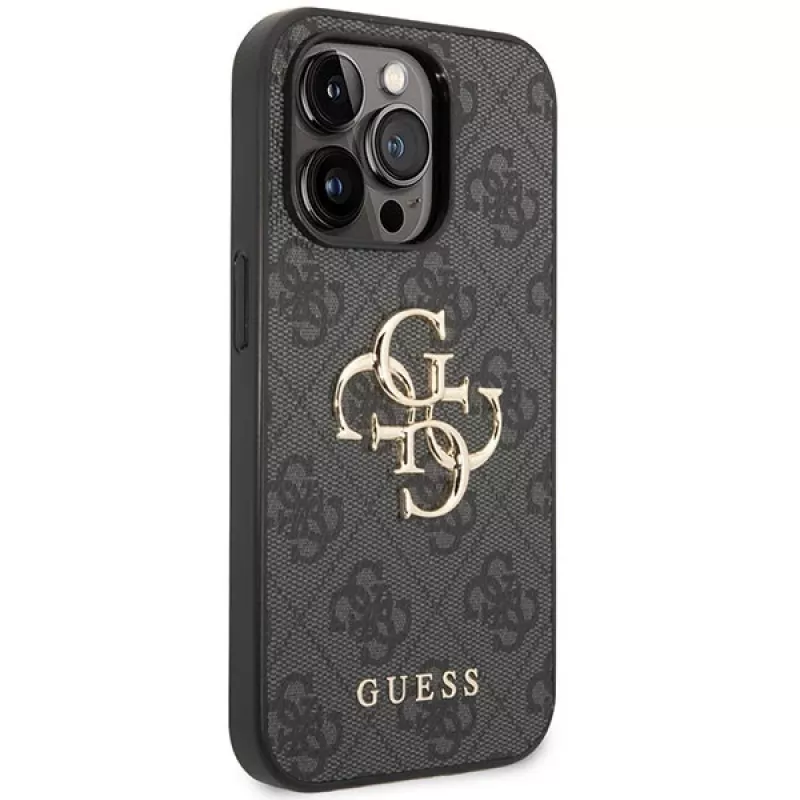 Guess GUHCP15L4GMGGR Funda rígida para iPhone 15 Pro 6,1 inch - Gris 4G Big Metal Logo