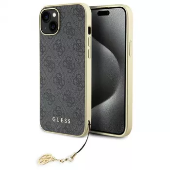 Guess GUHCP15MGF4GGR iPhone 15 Plus/14 Plus 6,7 inch Funda rígida gris 4G Charms Collection