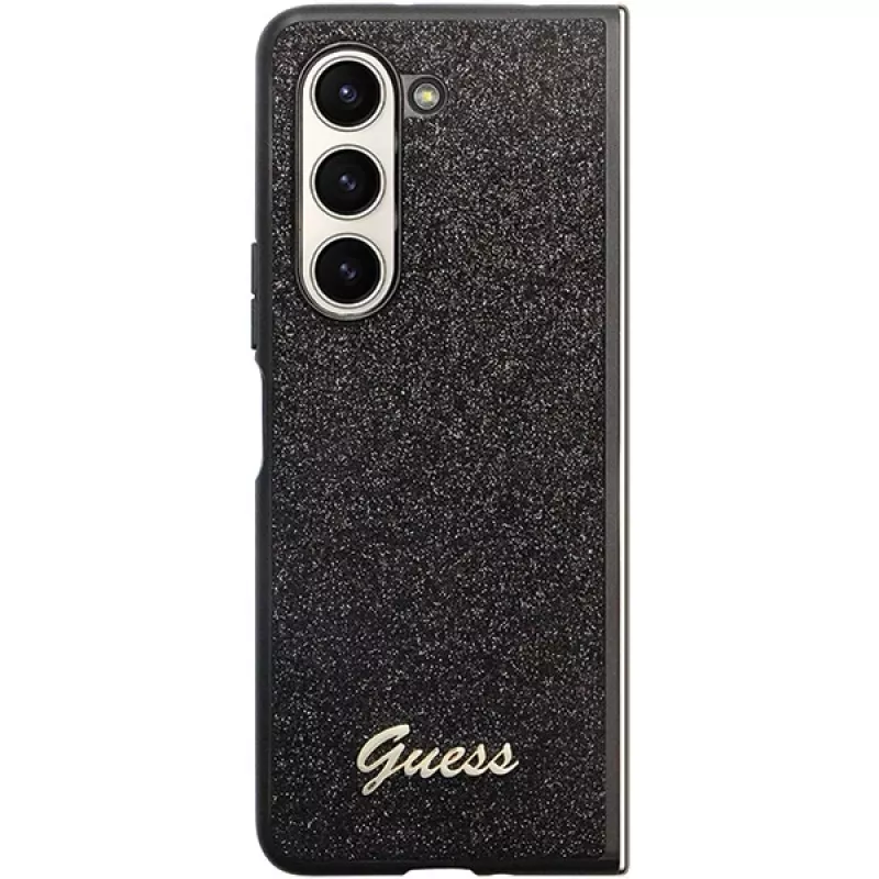Guess Funda rígida Glitter Script F946 para Samsung Galaxy Z Fold5, negra