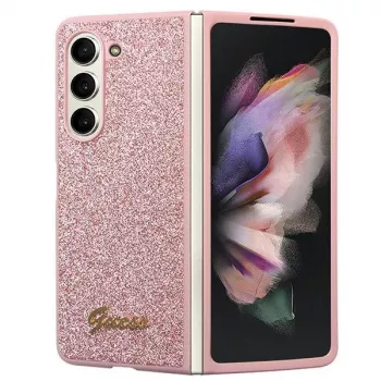 Guess GUHCZFD5HGGSHP F946 Funda rígida Glitter Script para Samsung Galaxy Z Fold5 - Rosa
