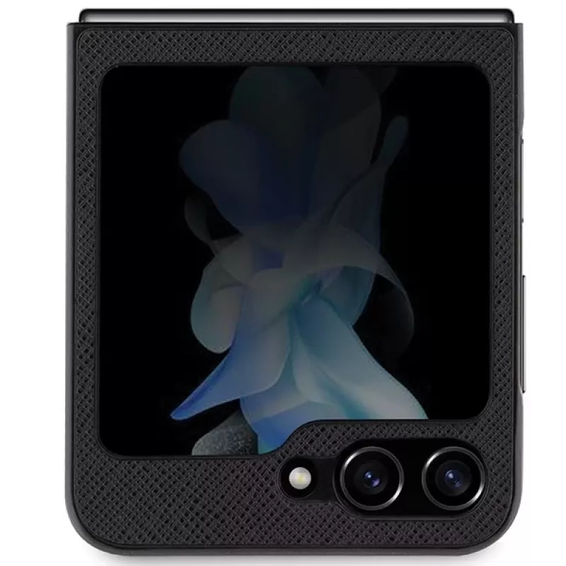Karl Lagerfeld Funda rígida Saffiano Karl & Choupette Pin para Samsung Galaxy Z Flip5, negra