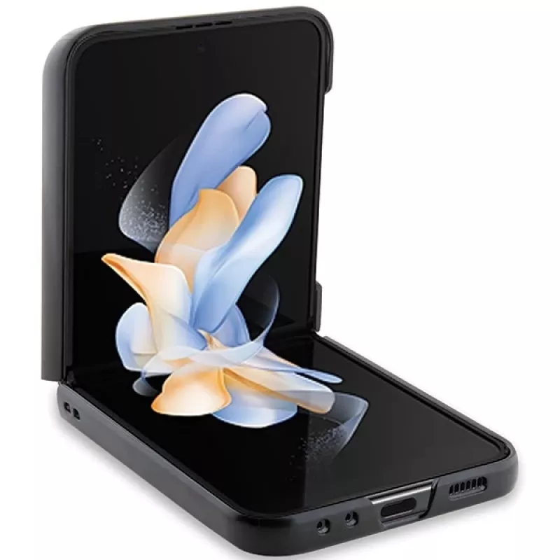 Karl Lagerfeld Funda rígida Saffiano Karl & Choupette Pin para Samsung Galaxy Z Flip5, negra