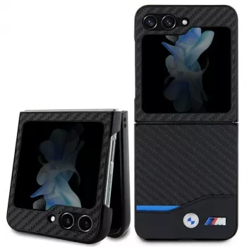 BMW M Collection Tapa trasera de piel y carbono para Samsung Galaxy Z Flip5 - Negra