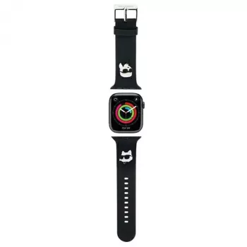 Karl Lagerfeld Correa de goma 3D con cabezas de Karl & Choupette NFT para Apple Watch 38/40/41mm negra