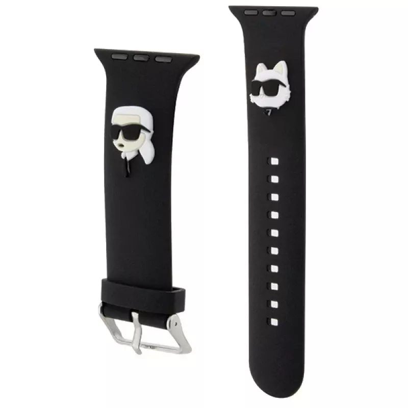 Karl Lagerfeld Correa de goma 3D con cabezas de Karl & Choupette NFT para Apple Watch 38/40/41mm negra