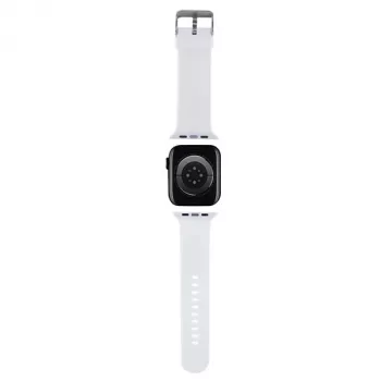 Karl Lagerfeld Correa KLAWMSLKCNH para Apple Watch 38/40/41mm blanca de goma 3D con cabezas de Karl & Choupette
