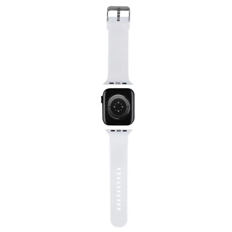 Karl Lagerfeld Correa KLAWMSLKCNH para Apple Watch 38/40/41mm blanca de goma 3D con cabezas de Karl & Choupette