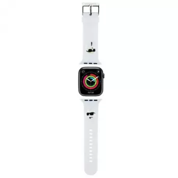 Karl Lagerfeld Correa de goma 3D con cabezas de Karl & Choupette NFT para Apple Watch 42/44/45/49mm blanca
