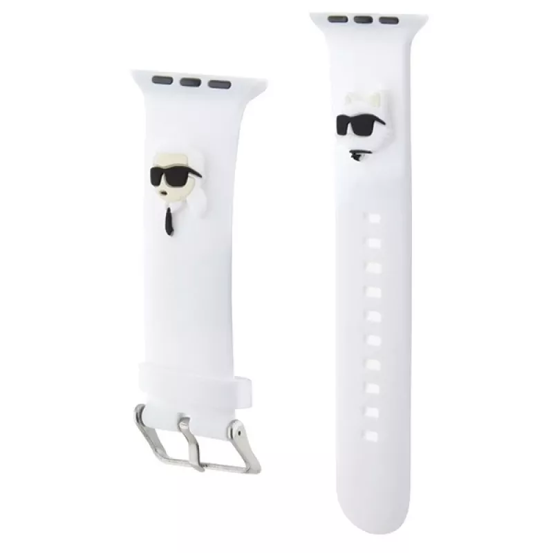 Karl Lagerfeld Correa de goma 3D con cabezas de Karl & Choupette NFT para Apple Watch 42/44/45/49mm blanca
