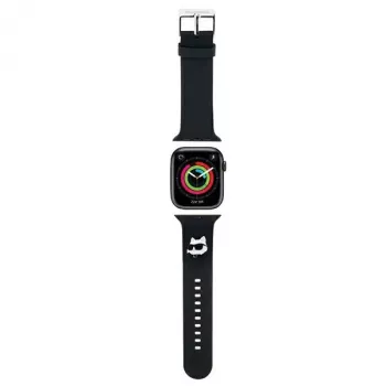 Karl Lagerfeld Correa de goma 3D con cabeza de Choupette para Apple Watch 38/40/41mm negra