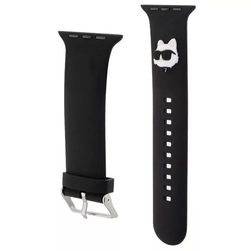 Karl Lagerfeld Correa de goma 3D con cabeza de Choupette para Apple Watch 38/40/41mm negra