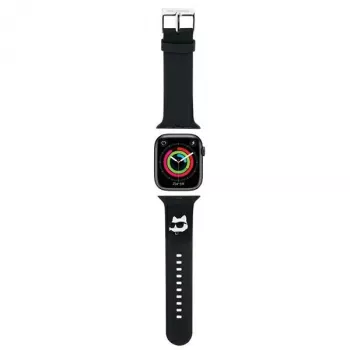 Karl Lagerfeld Correa de goma 3D con cabeza de Choupette para Apple Watch 42/44/45/49mm negra