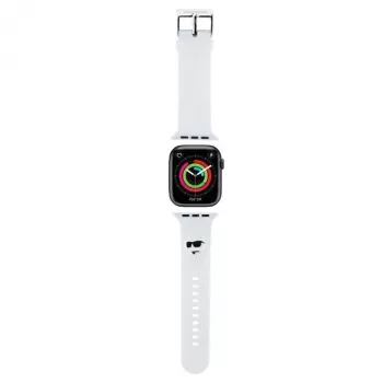 Karl Lagerfeld Correa de goma 3D con cabeza de Choupette para Apple Watch 42/44/45/49mm blanca