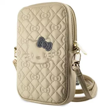 Hello Kitty Bolso bandolera para móvil con correa Quilted Bows dorado