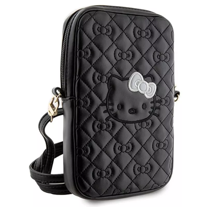 Hello Kitty Quilted Bows Strap - bolso bandolera para móvil (negro)