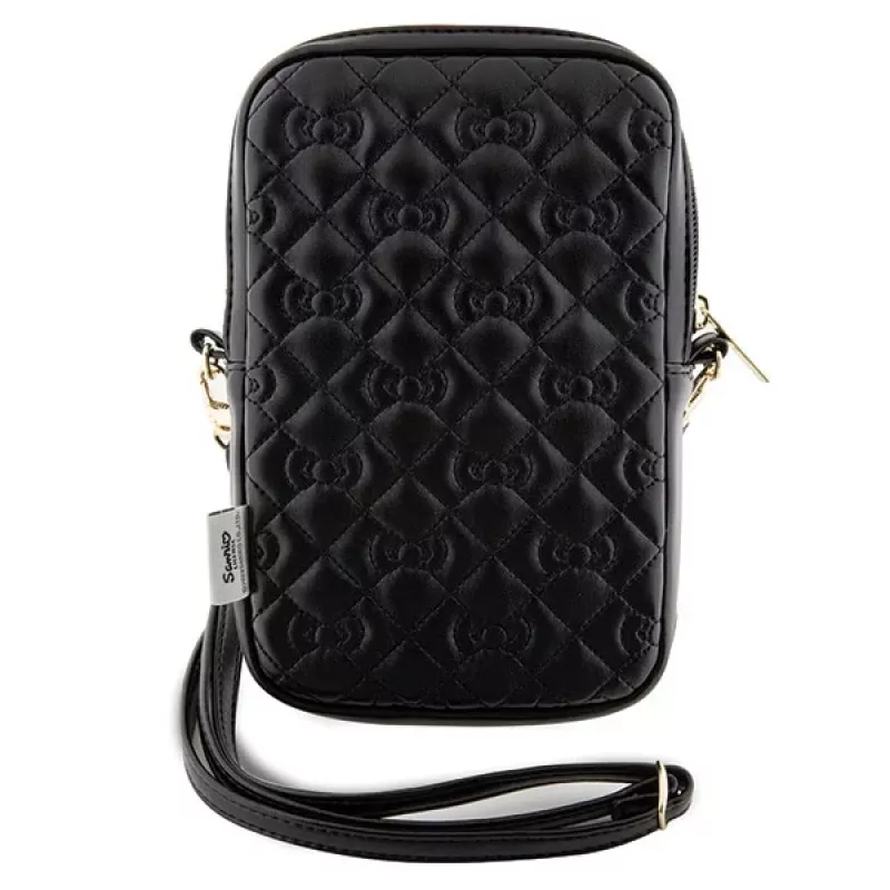 Hello Kitty Quilted Bows Strap - bolso bandolera para móvil (negro)