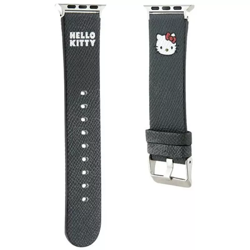 Hello Kitty HKAWMPGKHK Correa para Apple Watch 38/40/41mm negra de silicona