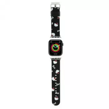 Hello Kitty HKAWMPSAPSK Correa para Apple Watch 38/40/41mm Negra Silicona Heads & Bows Muster