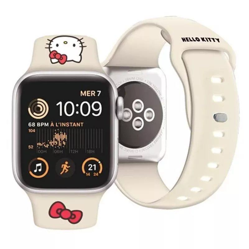 Hello Kitty HKAWMSCHBLE Correa de silicona para Apple Watch 38/40/41mm - Beige