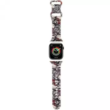 Hello Kitty HKAWMSDGPTE Correa para Apple Watch 38/40/41mm Beige Silicona Graffiti Tags