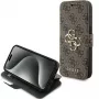 Guess GUBKP15L4GMGBR iPhone 15 Pro 6,1 pulgadas Funda tipo libro Marrón 4G Metal Logo
