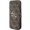 Guess GUBKP15L4GMGBR iPhone 15 Pro 6,1 pulgadas Funda tipo libro Marrón 4G Metal Logo