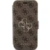 Guess GUBKP15L4GMGBR iPhone 15 Pro 6,1 pulgadas Funda tipo libro Marrón 4G Metal Logo