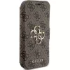 Guess GUBKP15L4GMGBR iPhone 15 Pro 6,1 pulgadas Funda tipo libro Marrón 4G Metal Logo