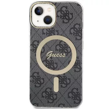 Guess GUHMP15MH4STK Funda rígida para iPhone 15 Plus/14 Plus 6,7 pulgadas Negra MagSafe 4G