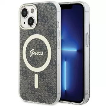 Guess GUHMP15MH4STW Funda rígida IML MagSafe para iPhone 15 Plus / 14 Plus 6,7 pulgadas Marrón