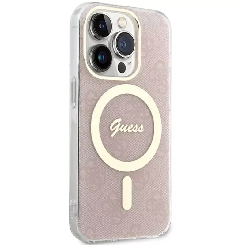 Guess GUHMP15LH4STP Funda rígida para Apple iPhone 15 Pro 6,1 pulgadas Rosa IML 4G MagSafe
