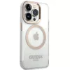 Guess GUHMP15SHTRMD Funda rígida Metal Outline para iPhone 15/14/13, Dorada, MagSafe