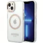 Guess GUHMP15MHTRMD Funda rígida Metal Outline para iPhone 15 Plus / 14 Plus 6,7 pulgadas Dorada con MagSafe