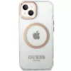 Guess GUHMP15MHTRMD Funda rígida Metal Outline para iPhone 15 Plus / 14 Plus 6,7 pulgadas Dorada con MagSafe