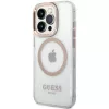 Guess GUHMP15XHTRMD Funda rígida Metal Outline para Apple iPhone 15 Pro Max, Dorada, compatible con MagSafe