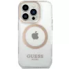 Guess GUHMP15XHTRMD Funda rígida Metal Outline para Apple iPhone 15 Pro Max, Dorada, compatible con MagSafe