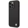BMW BMHCP15XSILBK Funda de silicona para iPhone 15 Pro Max 6,7 pulgadas Negra con Metal Logo