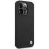 BMW BMHCP15XSILBK Funda de silicona para iPhone 15 Pro Max 6,7 pulgadas Negra con Metal Logo