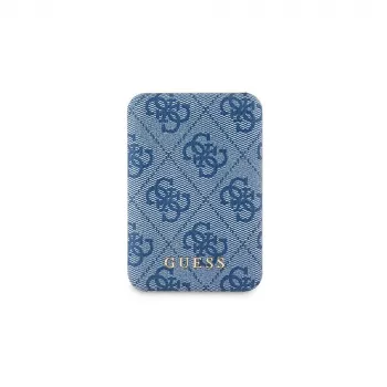 Guess Batería externa inalámbrica 5000mAh Azul 4G Piel Metal Logo MagSafe 15W