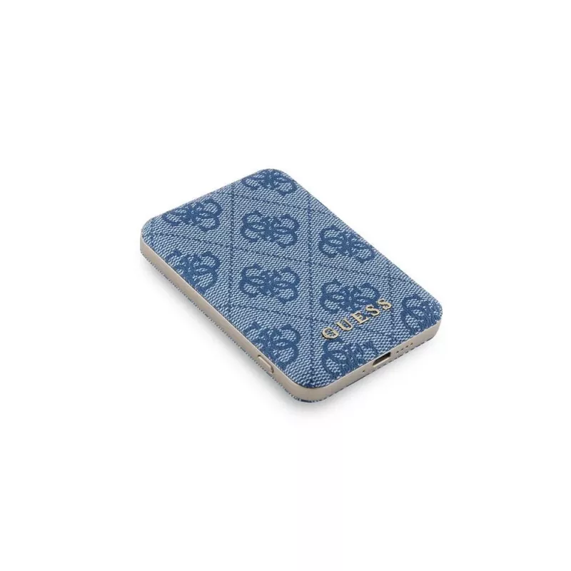 Guess Batería externa inalámbrica 5000mAh Azul 4G Piel Metal Logo MagSafe 15W