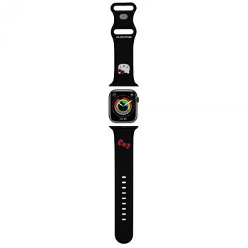 Hello Kitty HKAWLSCHBLK Correa de silicona para Apple Watch 42/44/45/49mm Negra