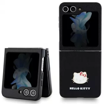 Hello Kitty HKHCZF5PGHDLMK Z Flip5 F731 Funda rígida Negra Metal Logo Kitty Head