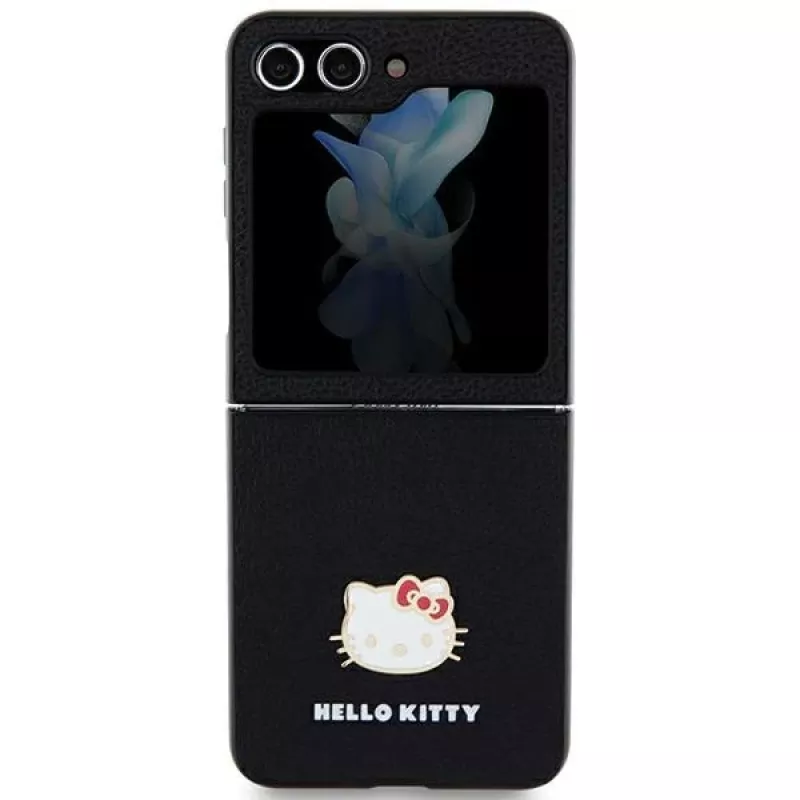 Hello Kitty HKHCZF5PGHDLMK Z Flip5 F731 Funda rígida Negra Metal Logo Kitty Head
