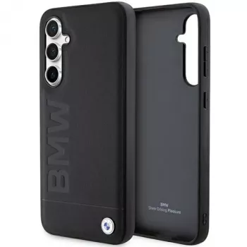 BMW S23 FE S711 funda de piel estampada en caliente negra para Samsung Galaxy S23 FE