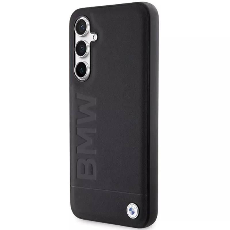 BMW S23 FE S711 funda de piel estampada en caliente negra para Samsung Galaxy S23 FE