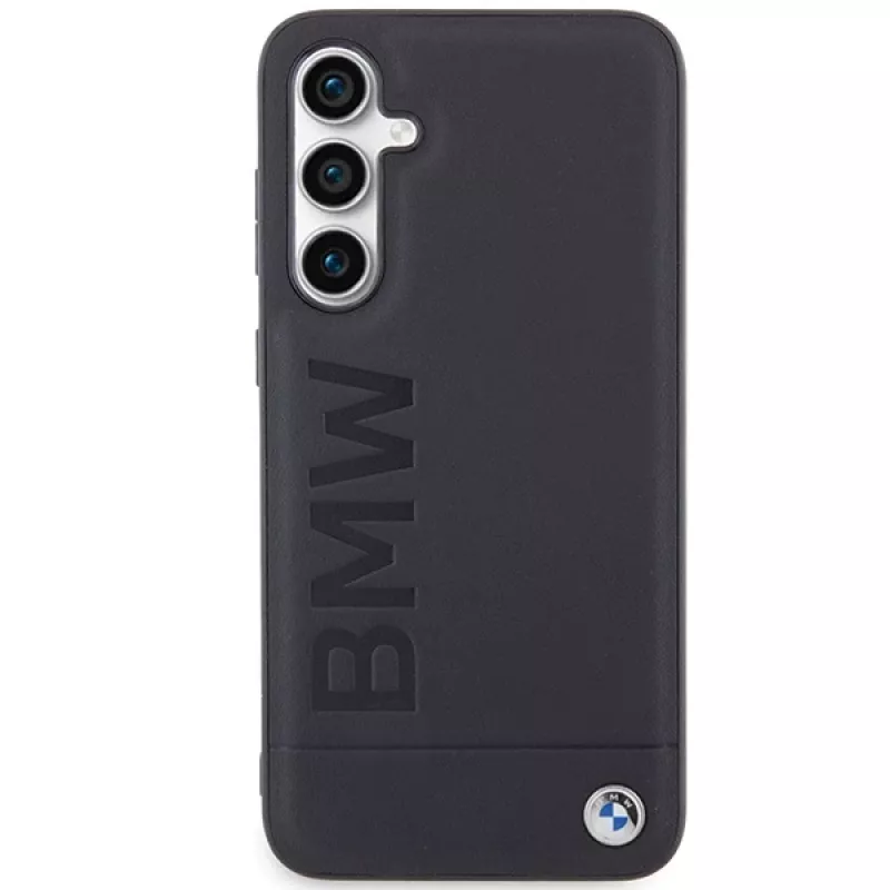 BMW S23 FE S711 funda de piel estampada en caliente negra para Samsung Galaxy S23 FE