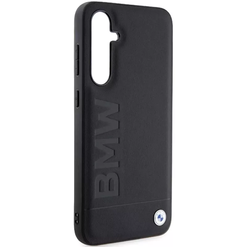 BMW S23 FE S711 funda de piel estampada en caliente negra para Samsung Galaxy S23 FE