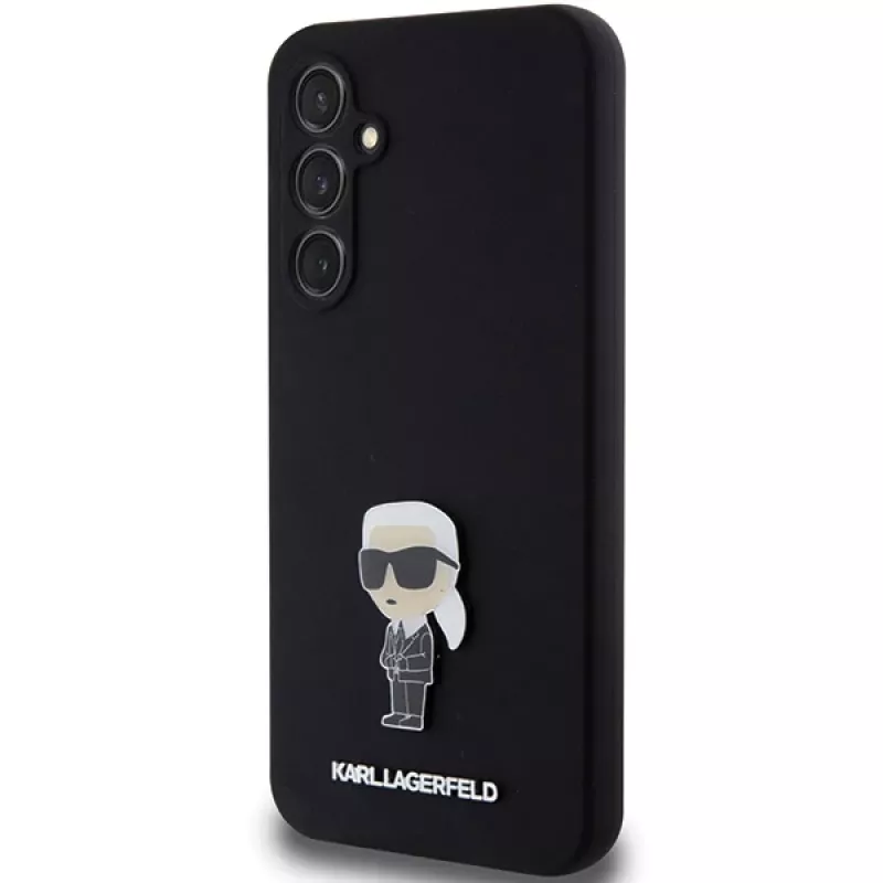 Karl Lagerfeld KLHCS23FEMHKNPK S23 FE S711 Funda protectora Negra Silicona Ikonik Metal Pin