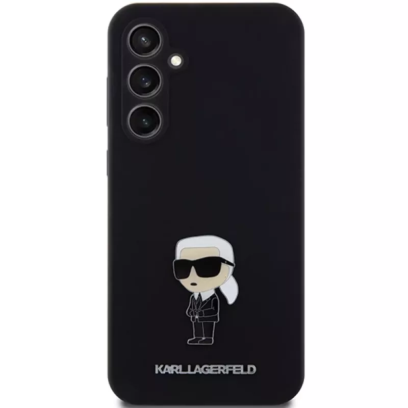 Karl Lagerfeld KLHCS23FEMHKNPK S23 FE S711 Funda protectora Negra Silicona Ikonik Metal Pin